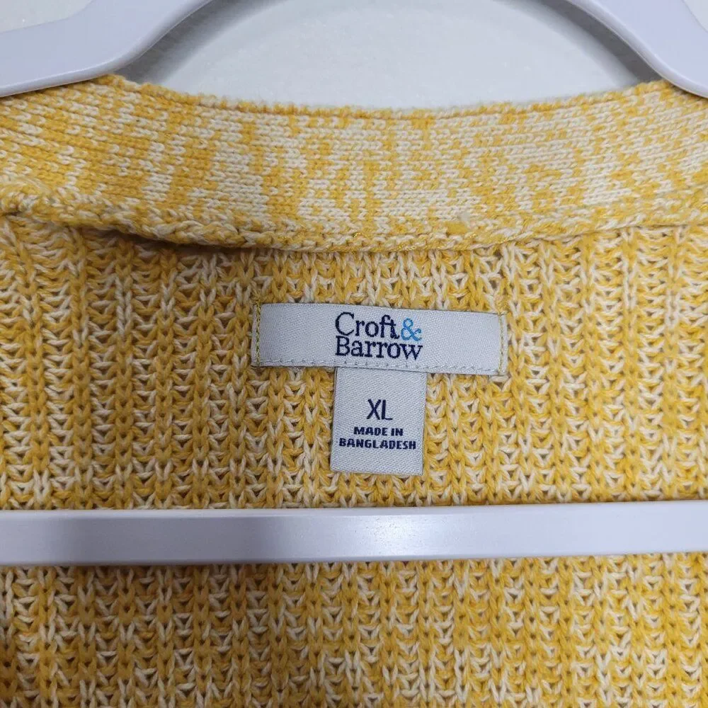 Croft and Barrow yellow knit button front grandpa fisherman sweater size xl